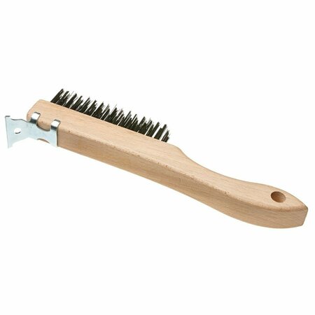 BEST LOOK Wood Shoe Handle Wire Brush with Metal Scraper 402